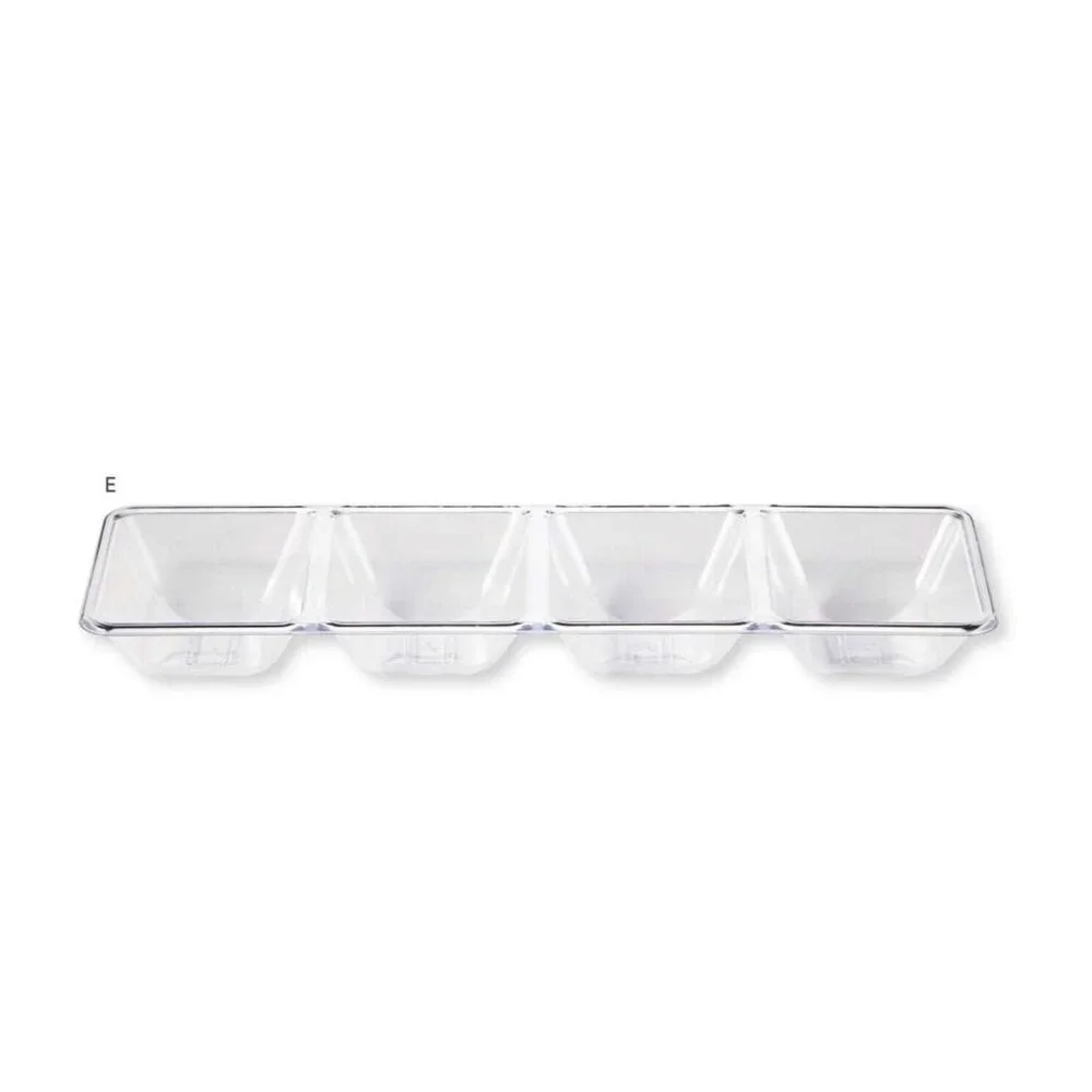 NWT Set of 2 Creative Converting 4 compartment Serving Trays Clear Tray‎ Storage